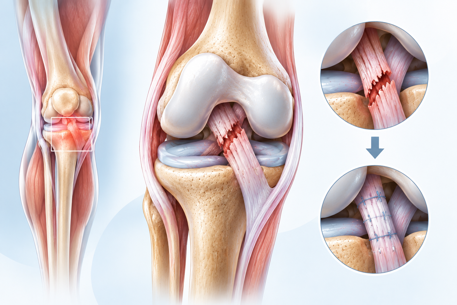 Repair of torn ligaments and tendons